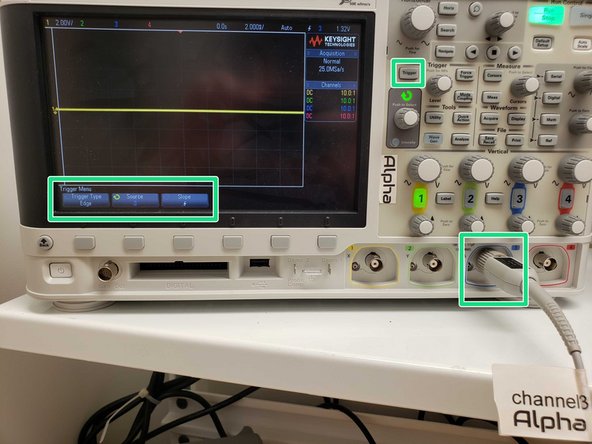 The output labelled Trigger will output a trigger signal for use by an oscilloscope.