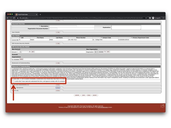 In this step, the only thing you will do is affirm the statement of understanding.
