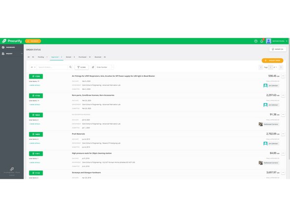 You can see the status of your orders in the tabs along the top
