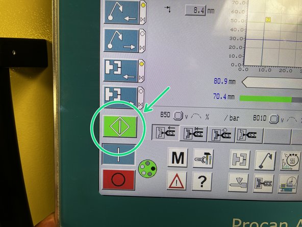 Once in semi auto mode is on green start button will begin to flash press the start icon and 1 cycle will run