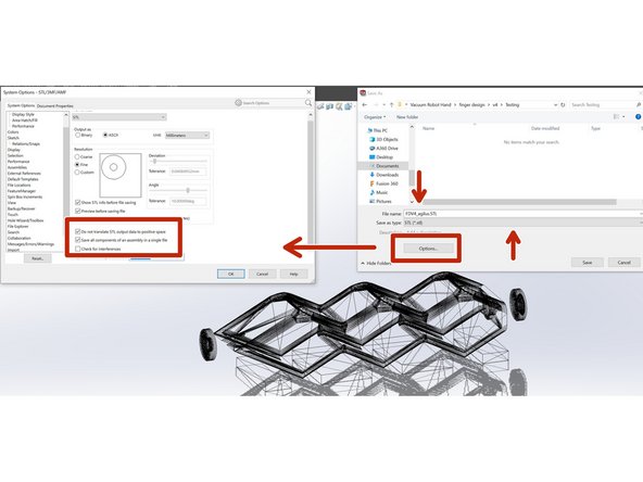 Select .stl file type and include the material name as a suffix to the file name.