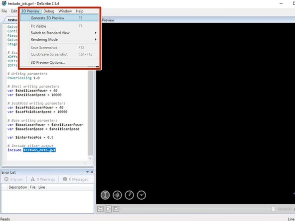 Select Generate 3D Preview to view the print time estimate.