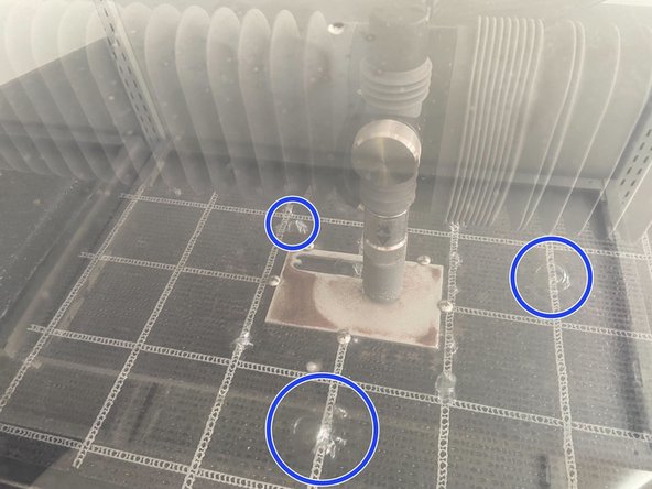 The water will first spray everywhere, accompanied by a high pitch sound of the water bouncing off the material