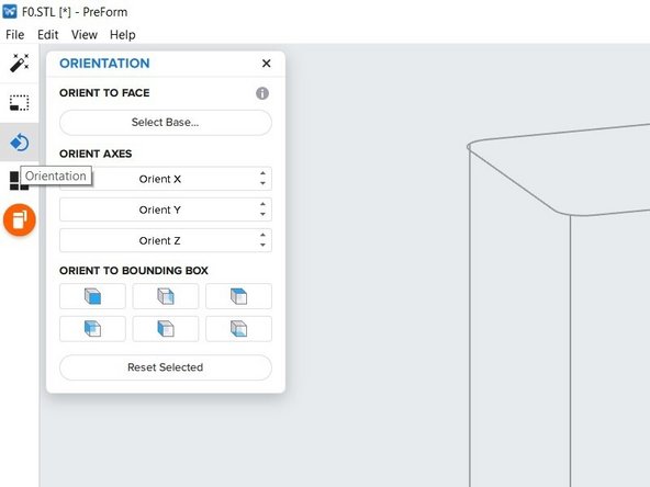 Allows you to select how the part will be oriented