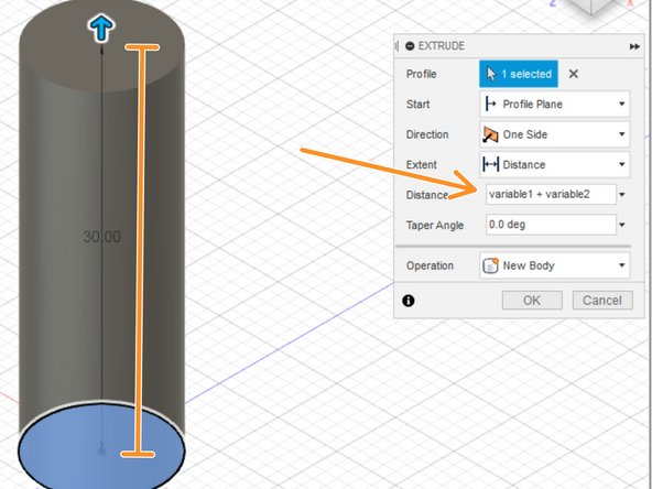To dimension a feature with a parameter, simply type in the parameter rather than a static number