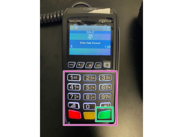 Press the &quot;1&quot; key on the keypad to initiate a sale.
