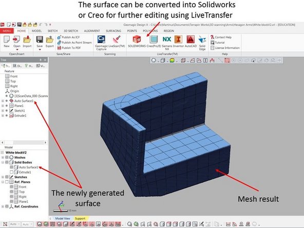 A surface approximation can be created to cover the scan mesh