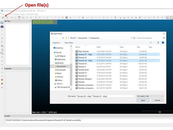 Run the CloudCompare software to start the part comparison