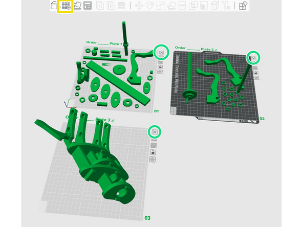 Sometimes prints on the Bambu require multiple build plates. In order to add a new plate, press the add plate button.