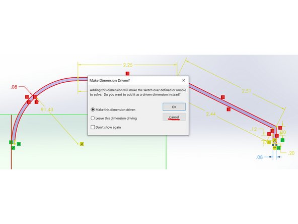 Add a line 5mm above the back section. That way, when we revolve it, we're left with a hole for the tube.