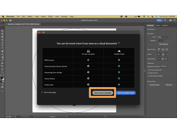 Select Save on your computer