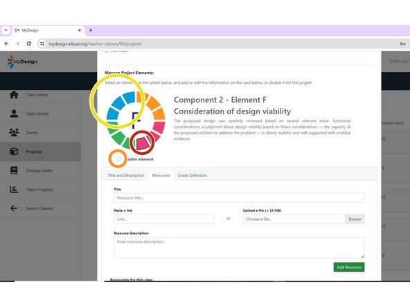Select &quot;Element F&quot; on the color wheel