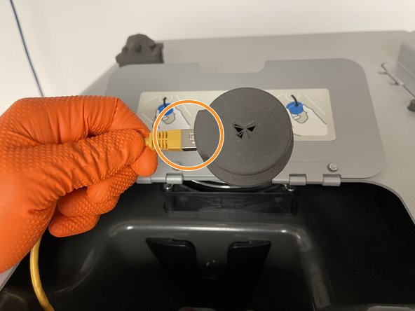 Using a step stool, locate the IR sensor access door on top of the Fuse.