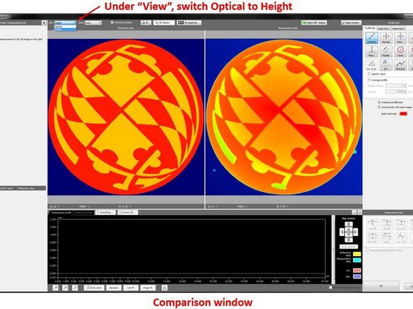 To show the feature of the 3D CAD data, under “View”, switch Optical to Height. (See the second figure)