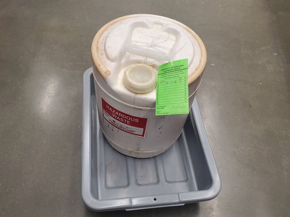 Waste tags shall read: 95% Water, 5% {Metal powder} (eg. 17-4 PH Stainless Steel)