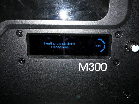 The print process begins with warmup, and the print cannot be cancelled during warmup or printing the raft