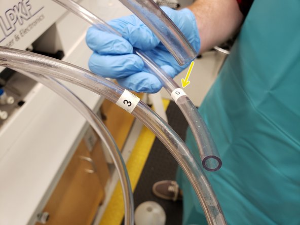 Insert the tube marked with 5