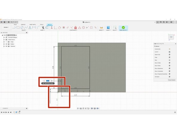 Dimension from the outer edge to the rectangle both .28&quot; (red squares)