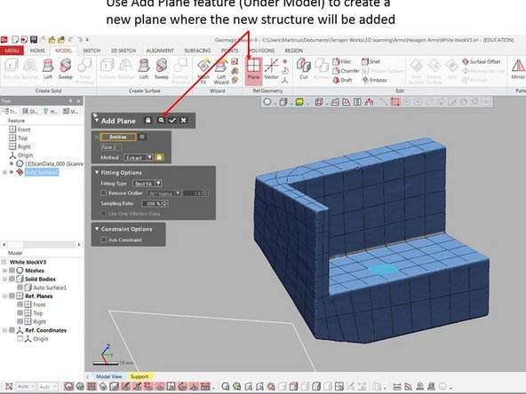 Geomagic Design X can be used for adding a new structure on top of an existing structure