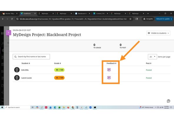 Select Feedback to inform students