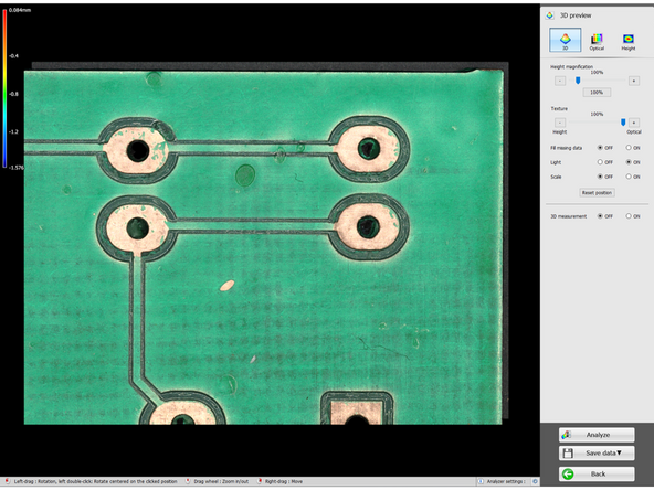 After scanning, the analyzer will open. For this guide, close the analyzer window and go back to the viewer.