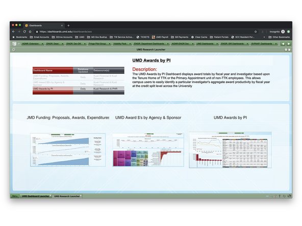 Launchers exist at the root level of a dashboard category, as in the first picture.