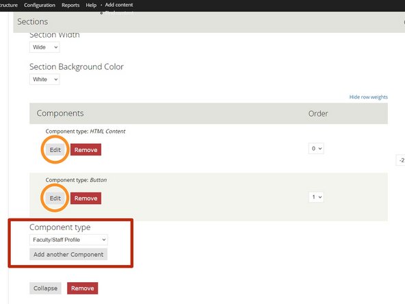 Click &quot;edit&quot; on the section type. It will contain various components.