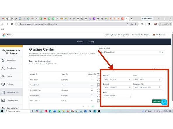 Select desired filters