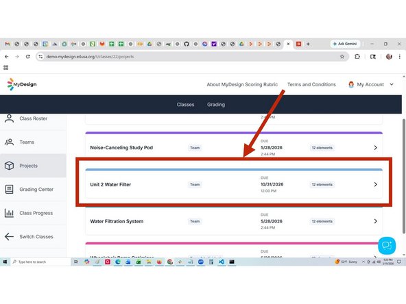 Select anywhere within the project card