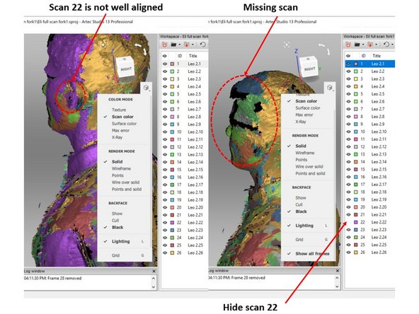 You may encounter a case where it is not possible to delete the non-align scan as it will cause missing scan