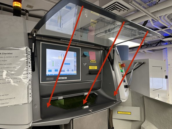 Raising the front of the machine is the same process as opening the machine to clean the laser.