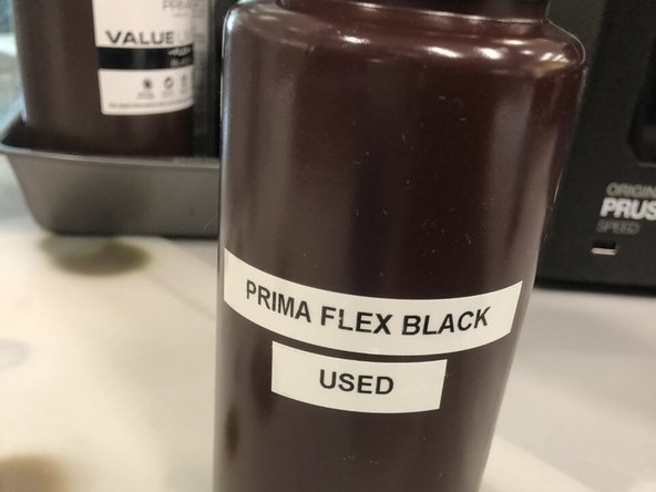 Resin is stored in two different containers. One for used resin and one for new resin. The used resin will be in a bottle labeled as &quot;used&quot;.