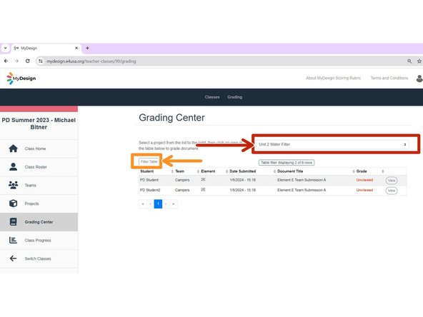 Select your project in the Please select a project dropdown menu to filter for a single project.