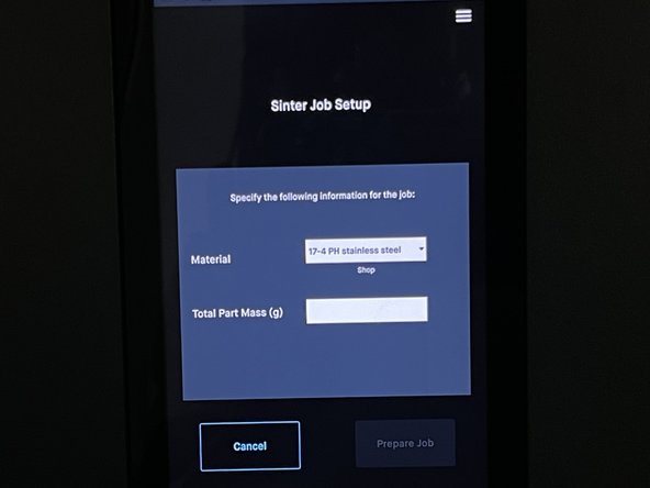 Once the gas pressure has been verified, select &quot;Start a Job&quot;
