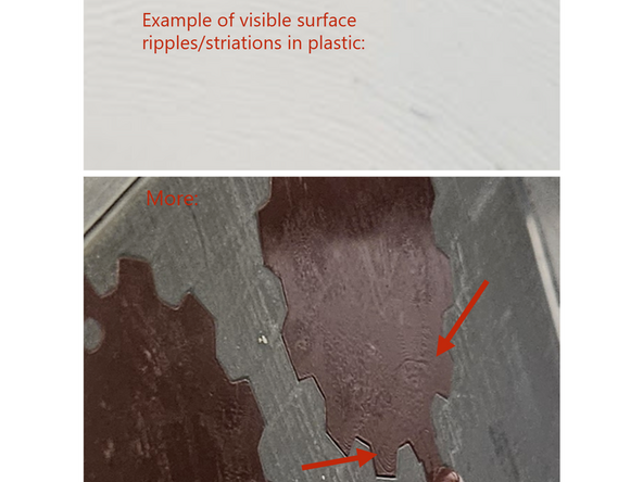 Cause: Mold is not clean. Wipe down both sides of mold with dry towel, including channel on the injection side that forms the sprue. If debris persists, use compressed air to remove it from difficult-to-reach crevices. Once mold is clean, reapply mold release, using another clean towel to spread it into detailed areas and the sprue hole.