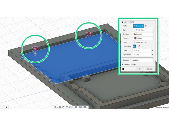 Extrude down to the bottom surface.