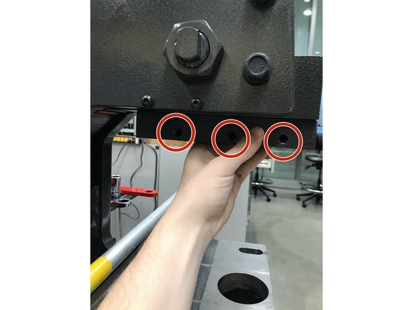 Loosen the grub screws with the 3/16ths T handle. Careful keep your hand under the die however it is heavy so be prepared to catch it.