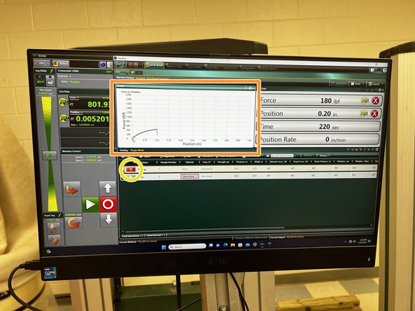 You can monitor the live force at the top right of the screen, and data will begin to populate the graph.
