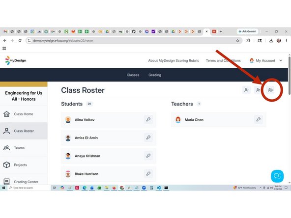 Select the Import Users icon on the Class Roster screen