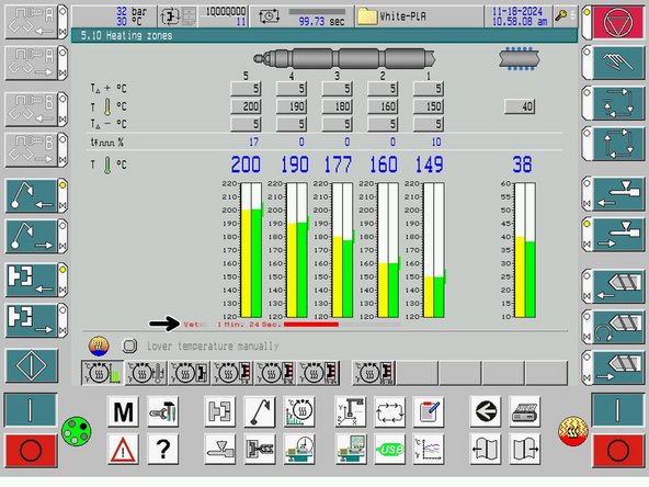 Temperature for heating zones
