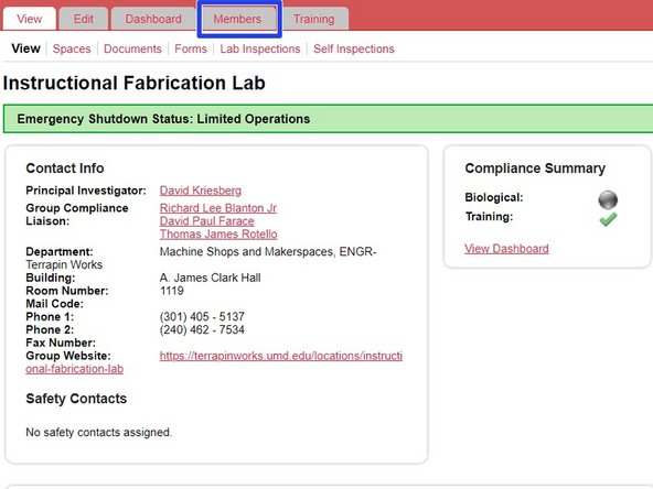 Go to the Members Tab