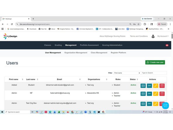 User Management screen appears