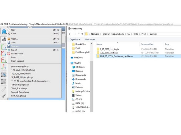 Before proceeding to slicing (which may crash), please save the part by clicking the home icon and then save as. This will save a physx file - the file that describes the model with supports and location on the build plate.