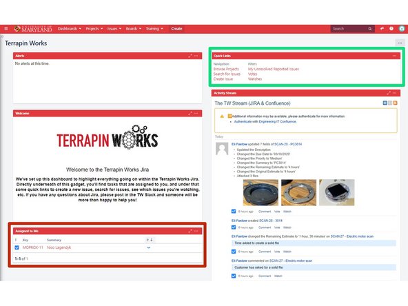 Once you log in, you'll probably begin your Jira journey on the Terrapin Works dashboard