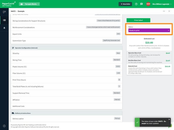 If you do not see this, you probably need to set the submission type to "[Staff Only] Generate Cost"