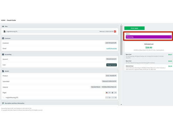 Update PaperCut to &quot;Processing&quot; once the print is on the printer.