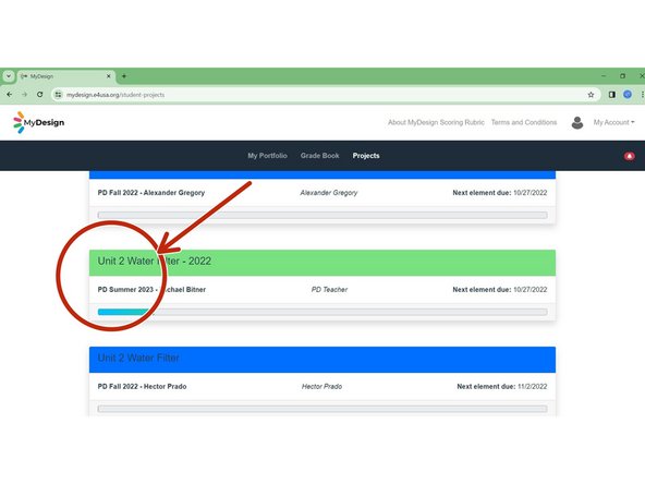 Navigate to My Projects in e4usa MyDesign®
