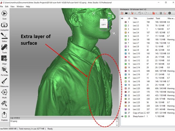 You may find a case where you see that there is an extra layer of the surface as shown in the first figure