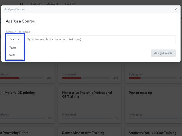In the courses home page select assign a course