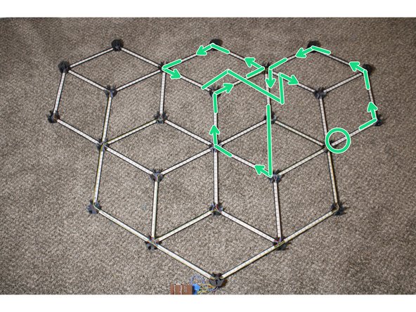 Continue soldering DO to DI and CO to CI, to link each strip to the next strip connected an arrow. Repeat for the black and green diagrams.